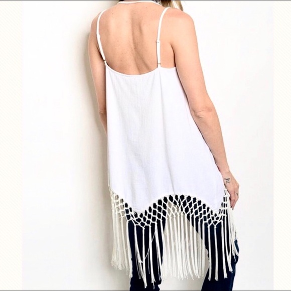 Deja boho embroidered tribal fringe tunic top - Picture 2 of 8